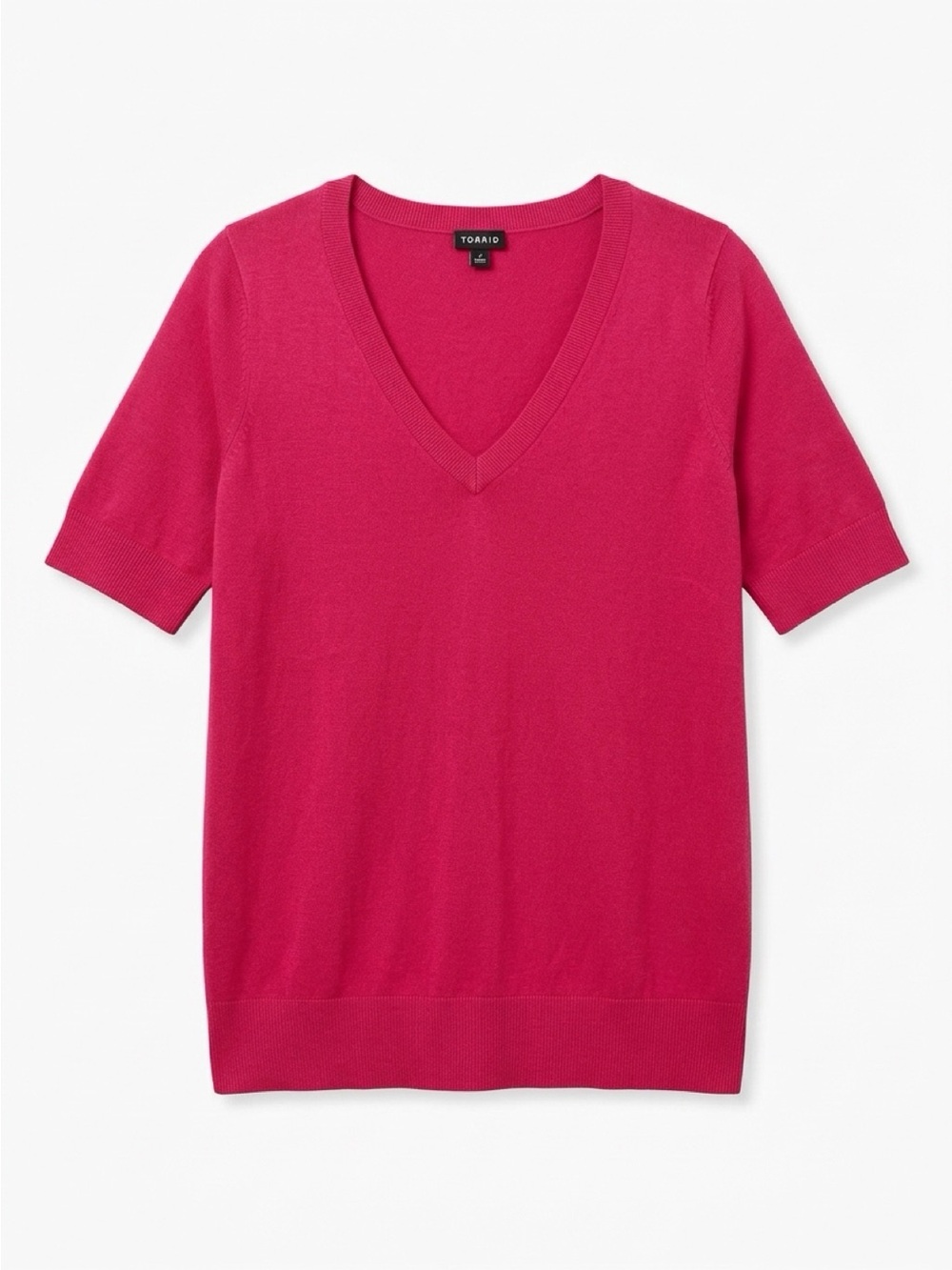 torrid V-Neck Short Sleeve Sweater in Bright Pink